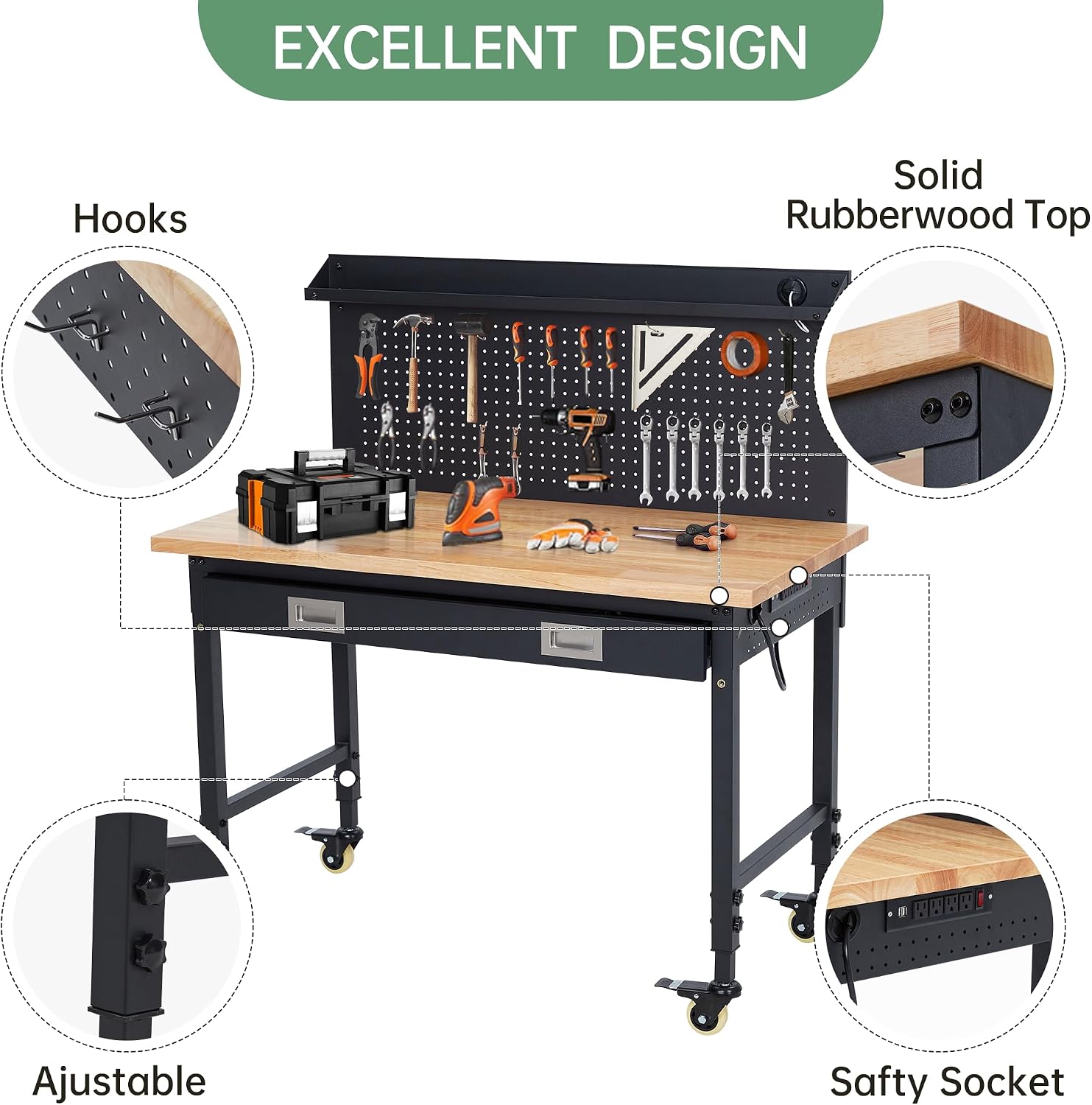 Tacleekii 48x24inch Adjustable - đánh giá và giá Workshop Tools Bench