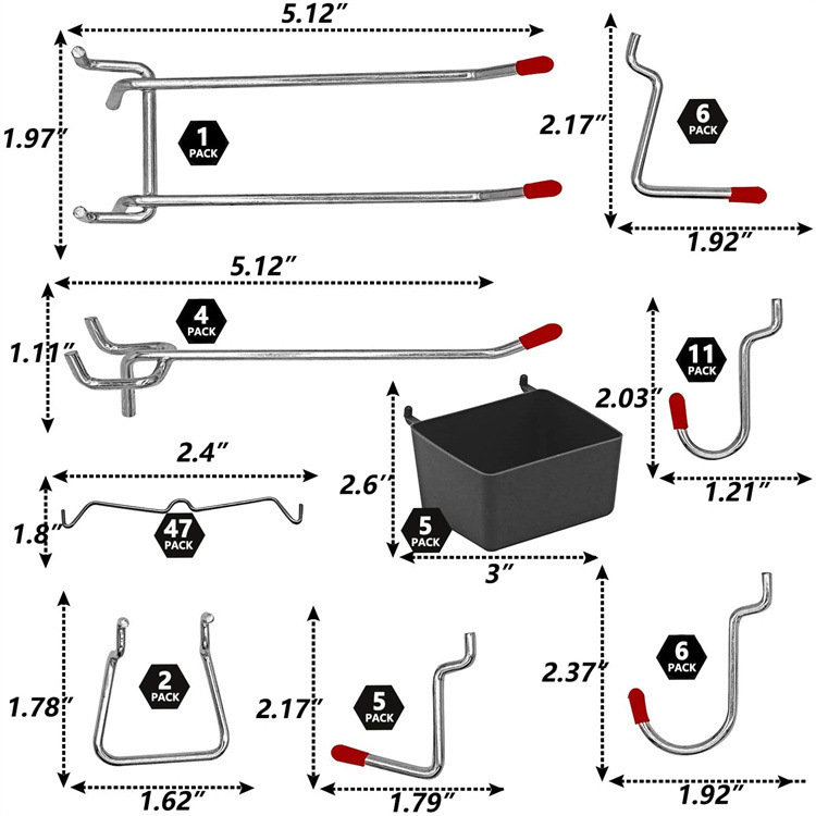114 Pcs Pegboard Hooks Set Met - đánh giá và giá Workshop Tools Organizing