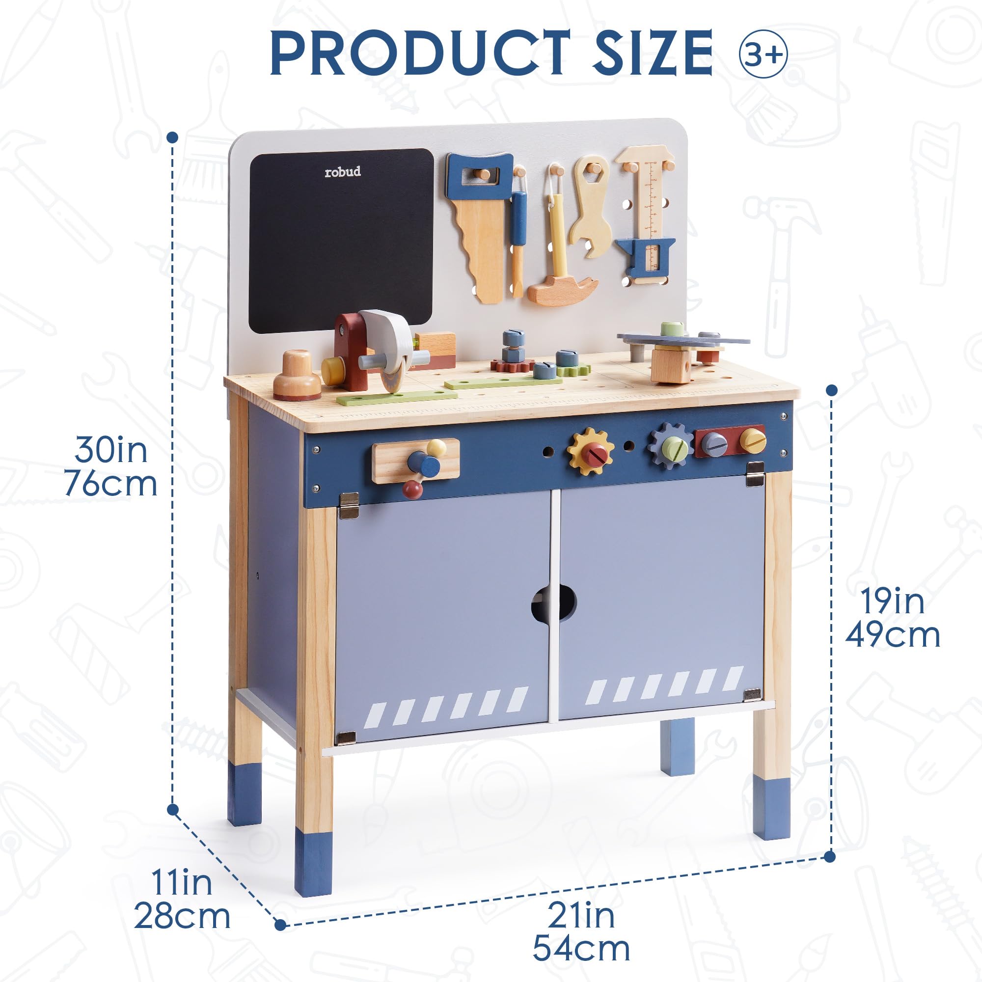 ROBUD Wooden Toy Workbench Pre - đánh giá và giá Tools Workshop For Kids