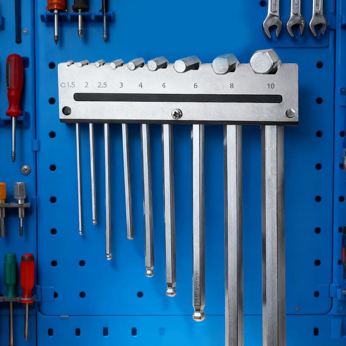 Wall‑Mount 9‑Slot Hex Key Orga - đánh giá và giá Workshop Tools Types