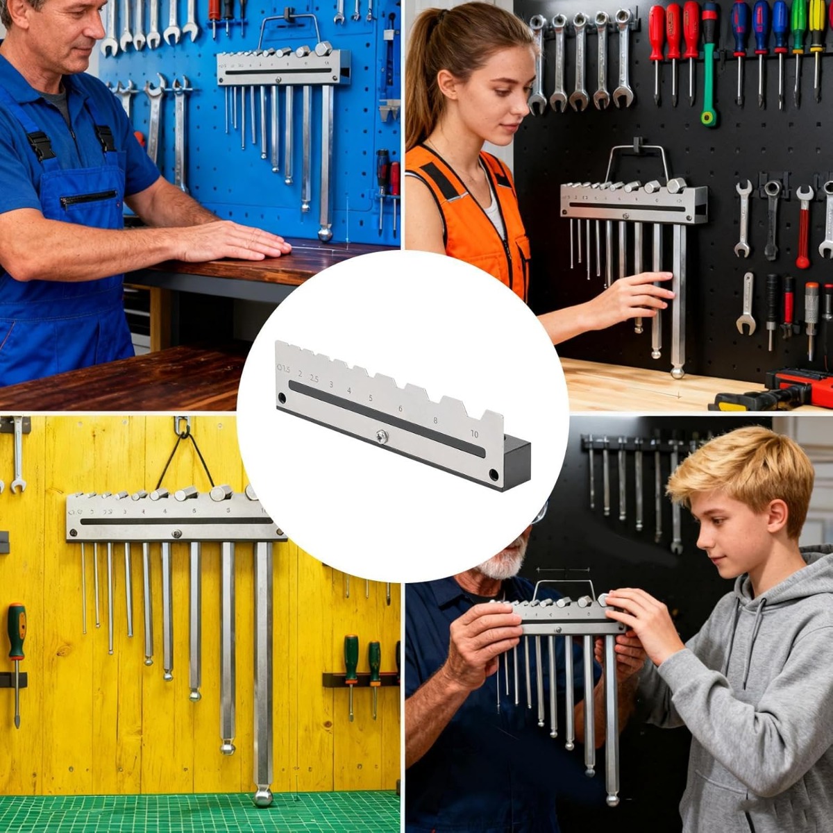 Wall‑Mount 9‑Slot Hex Key Orga - đánh giá và giá Workshop Tools Types